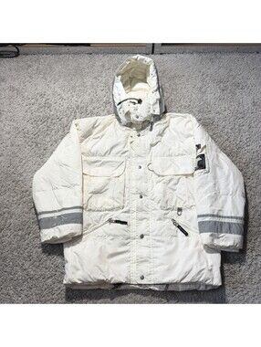 Vintage Bogner Goose Down Ski Coat Jacket Hooded Mens Size XS White USA